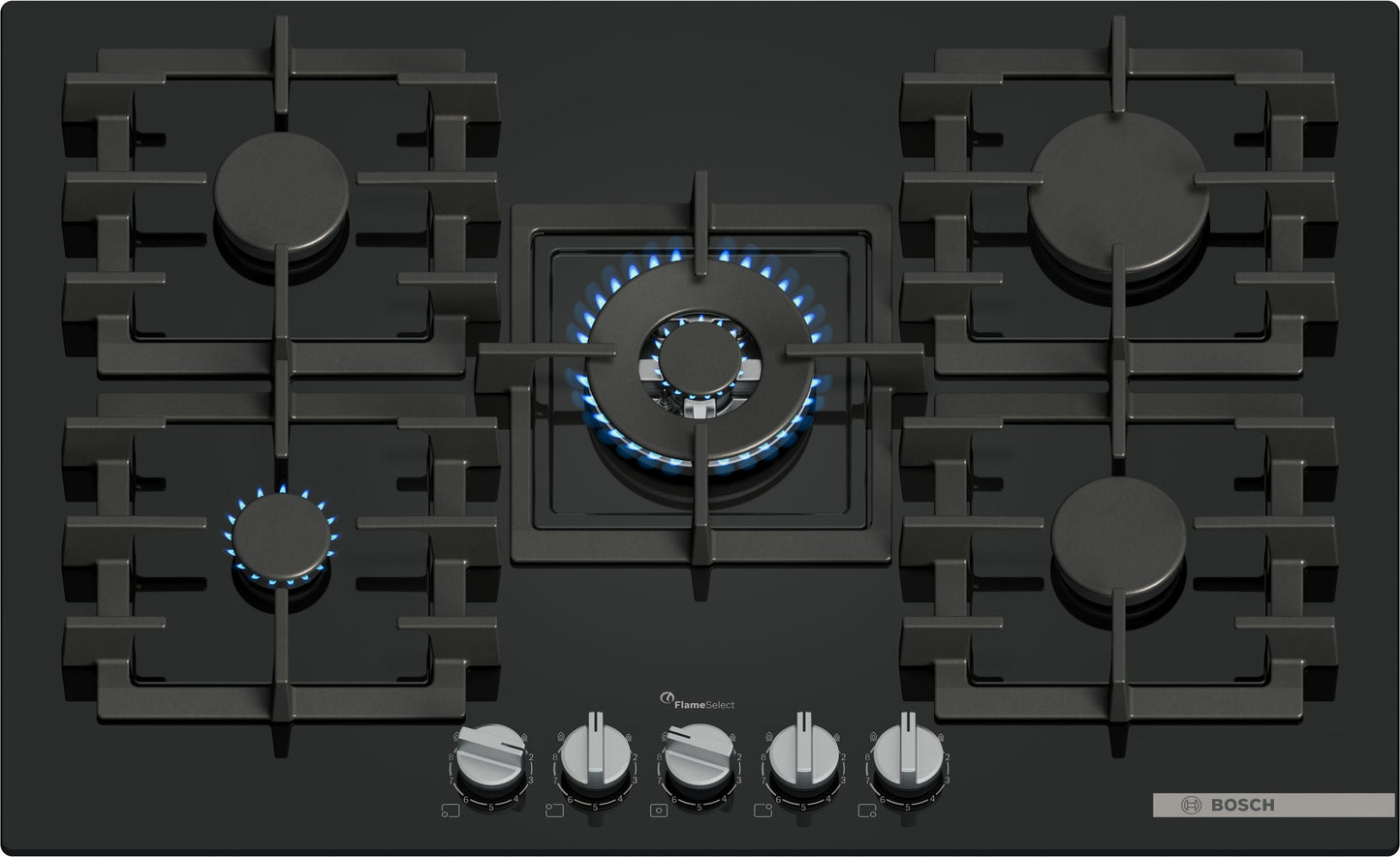 Bosch Series 6 PPQ7A6I40 75cm Gas Hob - Black Glass